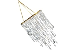 LUMINFLY Iridescent Acrylic Beaded Chandelier Shade, 3 Tiers, 7.9 X 7.9 X 13.8 in, Ceiling Light Pendant Lampshade for Partie