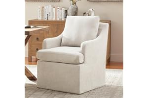 VKNOW Upholstered Dining Chairs, Modern Kitchen Chairs Dinner Chairs with 4 Casters, Linen Armchair for Bedroom Reading Room Living Room, Beige