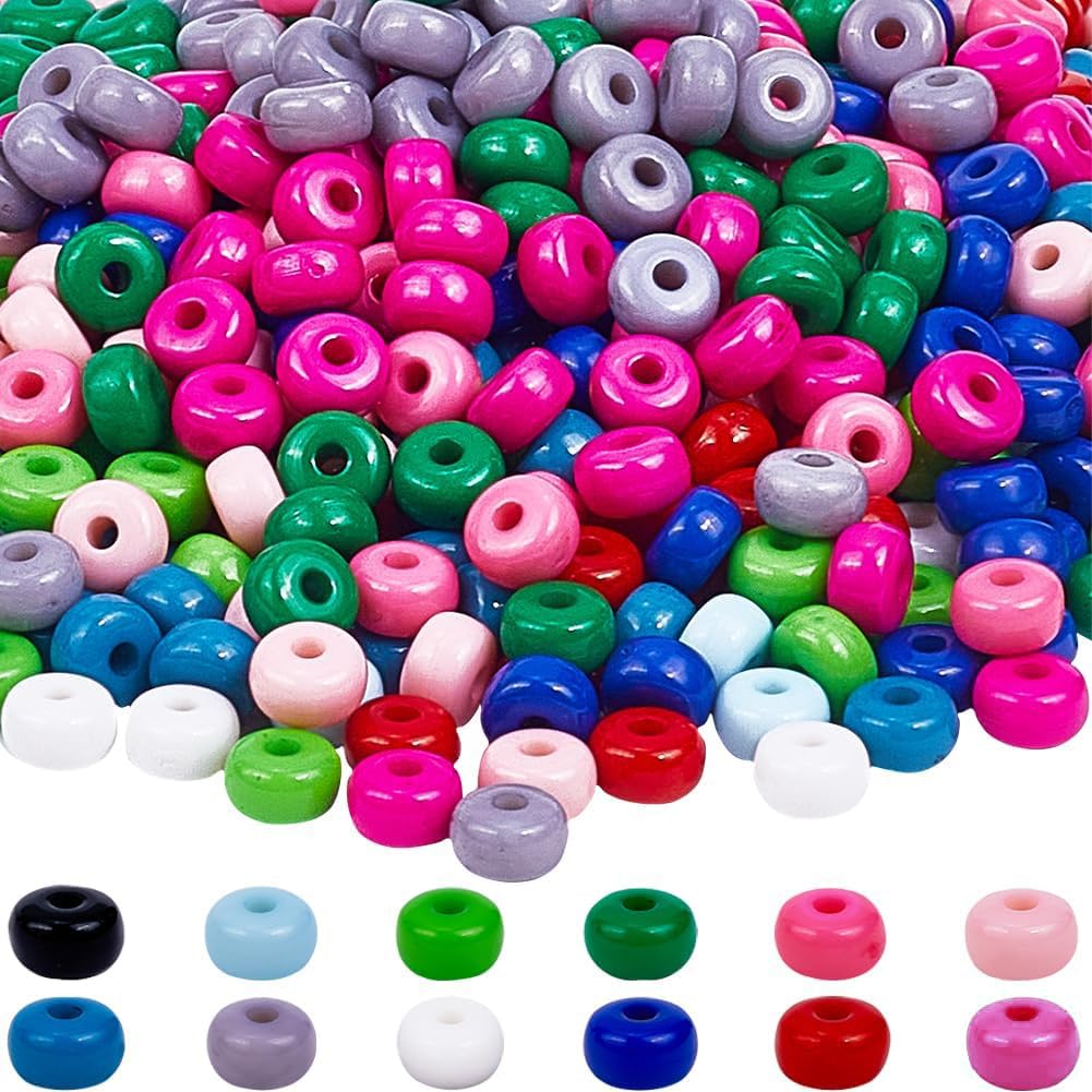 SOFPLATE 600Pcs 7 mm Lentil Beads Bulk Abacus Beads 12 Colors Pink Black Flat Round Acrylic Rondelle Disc Spacer Bead for Bracelets Beading Pens Charms Necklaces Earrings Jewelry Making DIY Crafts