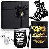 Reallnaive 6 Pcs Engineers Week Gift for Men Women Engineering Gifts 12 oz Stainless Steel Cup Socks Keychain Pen Notebook Box for Aerospace Engineering Mechanical Electrical Civil