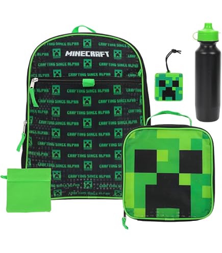 Amazon.com | MINECRAFT 5-piece Set: 16” Backpack, Carabiner