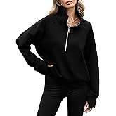 Missufeintl Women's Half Zip Fleece Sweatshirts Raglan Long Sleeve Pullover Oversized 2025 Fall Casual Outfits Clothes