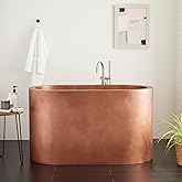 Signature Hardware 484137 Raksha 60" Copper Freestanding Japanese Soaking Tub - Less Drain - Copper