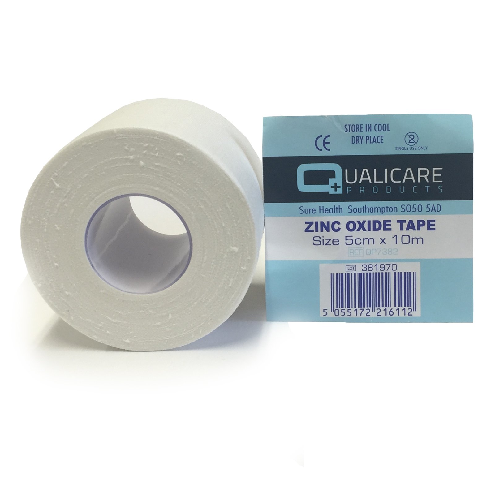 Qualicare 1 ROLL OF 5CM x 10M WHITE ADHESIVE DURABLE MEDICAL BINDING SPORTS ZINC OXIDE INJURY SUPPORT STRAPPING TAPE