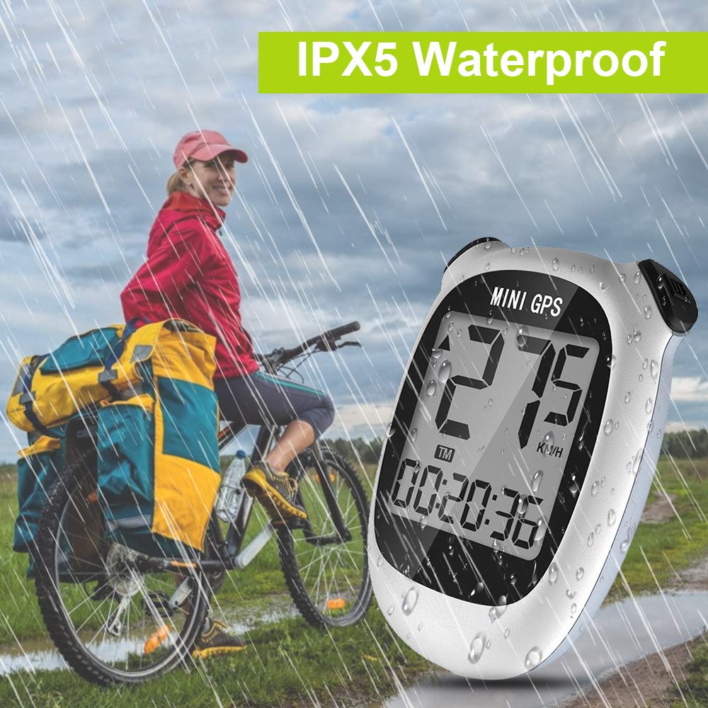 MEILAN M3 Mini GPS Bike Computer, Wireless Bike Odometer and Speedometer Bicycle Computer Waterproof Cycling Computer with LCD Backlight Display (White and Black)