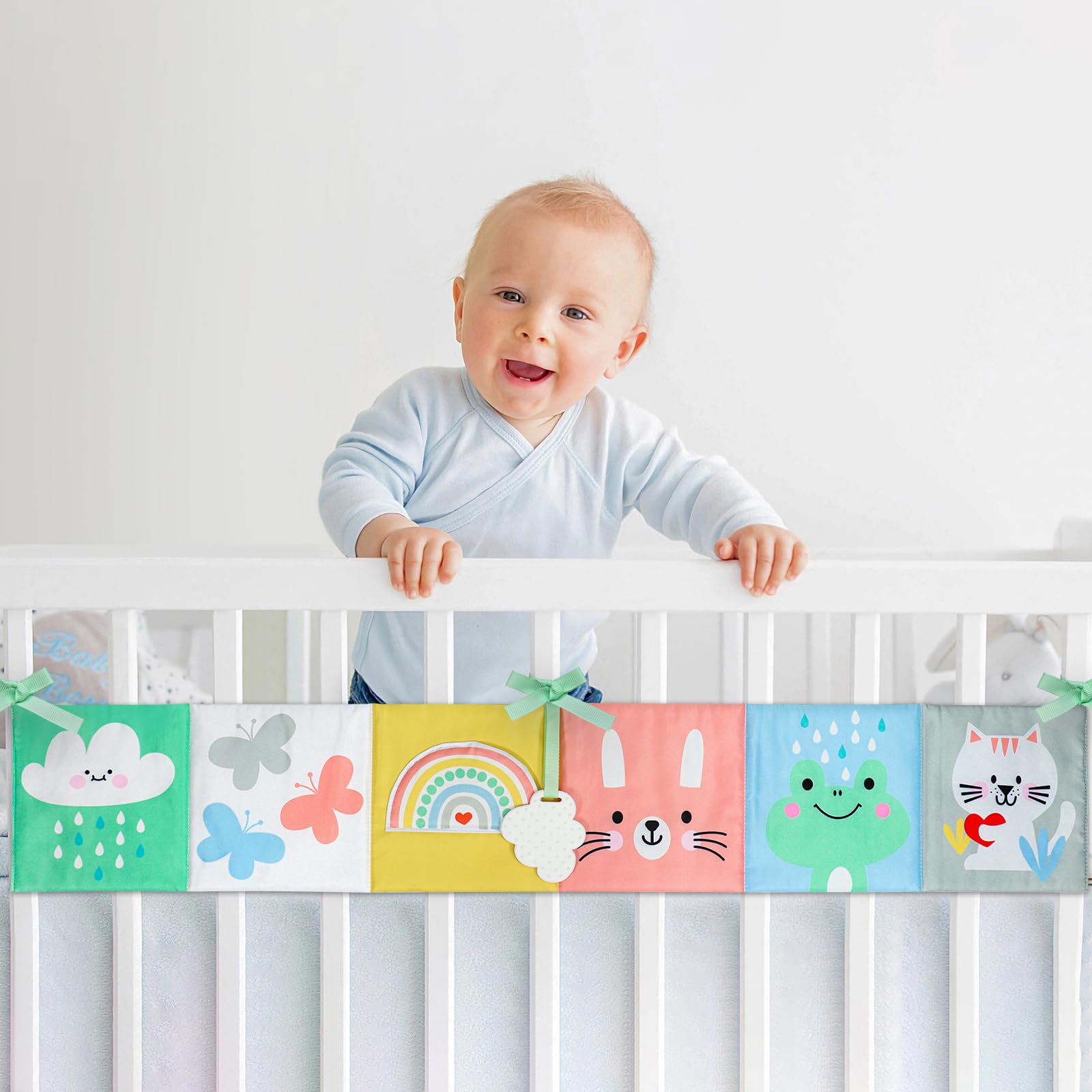OKOOKO Black and White Baby Book, High Contrast Toy, 0-6 Months Baby Soft Book Tummy Time Montessori Sensory Toy for Stroller Early Education for 0-6 6-12 Months Newborn Infant