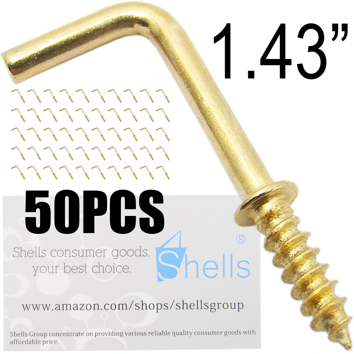 Shells 50PCS Gold Color Copper Plated Metal Rightangle Hooks 7 Shape