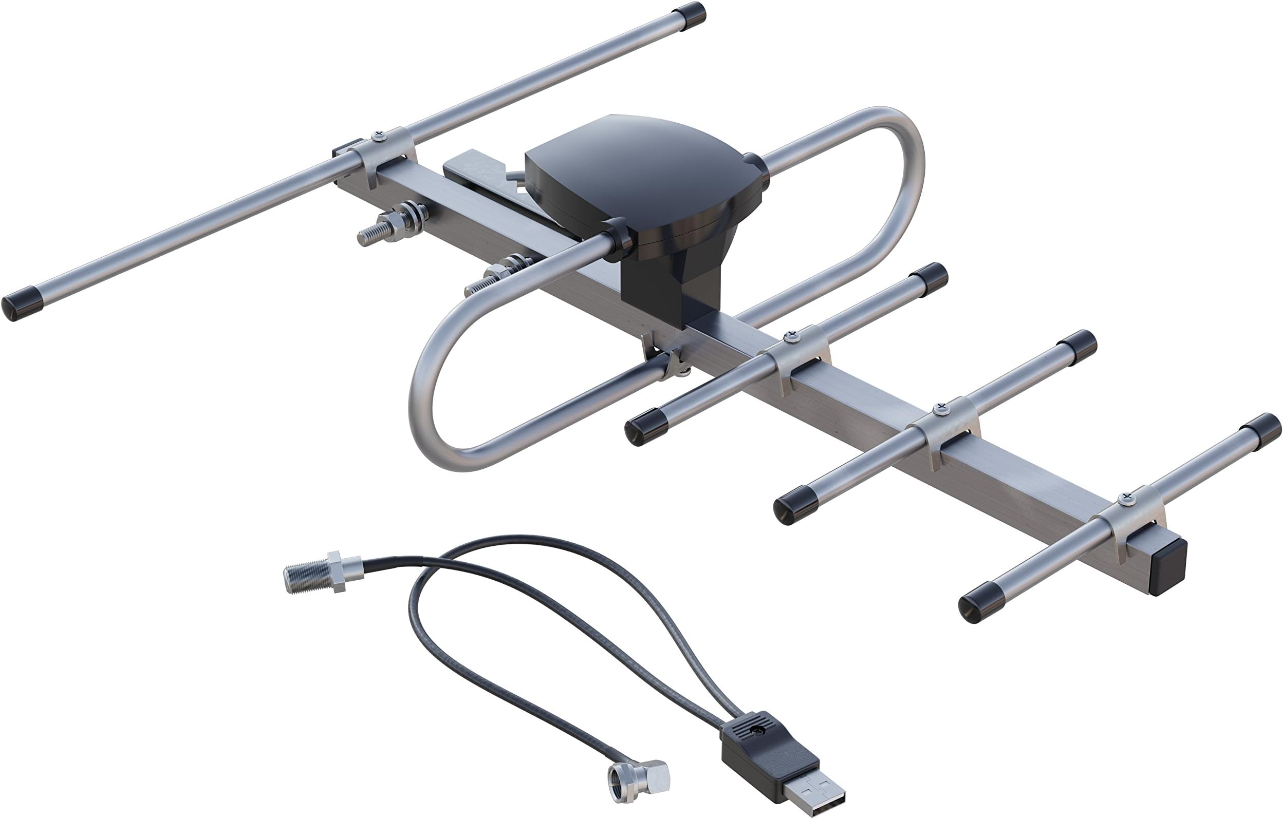 Outdoor TV Antenna BAS-1105-USB CORSAR Compact Amplified High Performance Long Range HDTV Outdoor UHF-Band