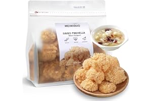 MEIMIDUO 7.0oz(198g) | Whole Dried Snow Fungus | Premium Chinese White Tremella | Small Log-Grown, Root-Trimmed | All-Natural, Vegan, Gluten-Free | For Soup, Dessert & Cooking