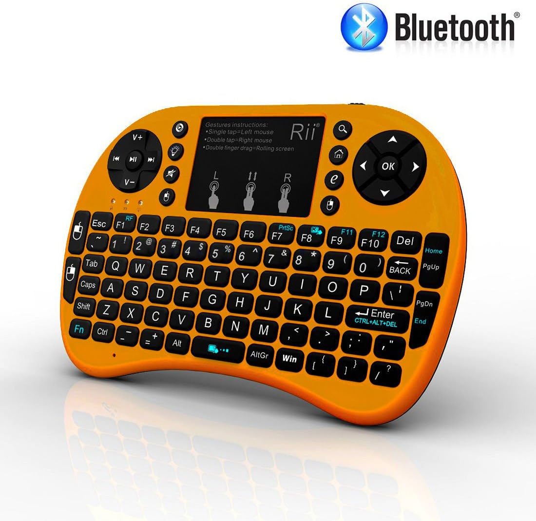 Rii i8+ BT Mini Wireless Bluetooth Backlight Touchpad Keyboard with Mouse ORAGE