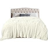 TOONOW Extra Soft Fuzzy Faux Fur Blanket Twin Size 70"x78", Reversible Lightweight Plush Fuzzy Cozy Soft Blankets and Throws for Couch Sofa Bed, Decorative Fluffy Plush Comfy Blanket, Cream White