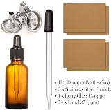 AOZITA 12 Pack 60ml Glass Dropper Bottles with Pipettes & Funnels view 2