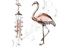 Nowpis Flamingo Wind Chimes for Outside, Decorative Wind Chimes with 4 Aluminum Tubes Hanging Bells, Memorial Windchimes Outdoors with S Hook for Patio Garden Decor, Unique Gift for Mom Grandma