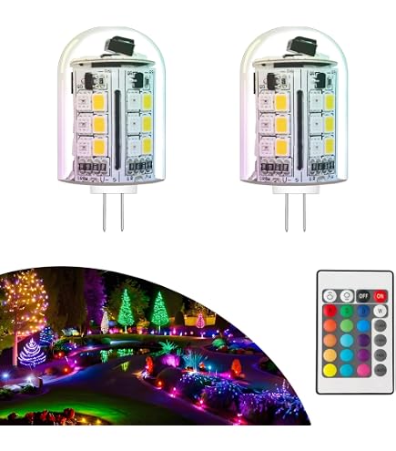 Cheopha RGB G4 LED Light Bulbs With Remote – 12V 3W Color-Changing, Warm White + 15 Colors, Non-Smart, Low Voltage For Outdoor Landscape Lighting, Pack Of 2