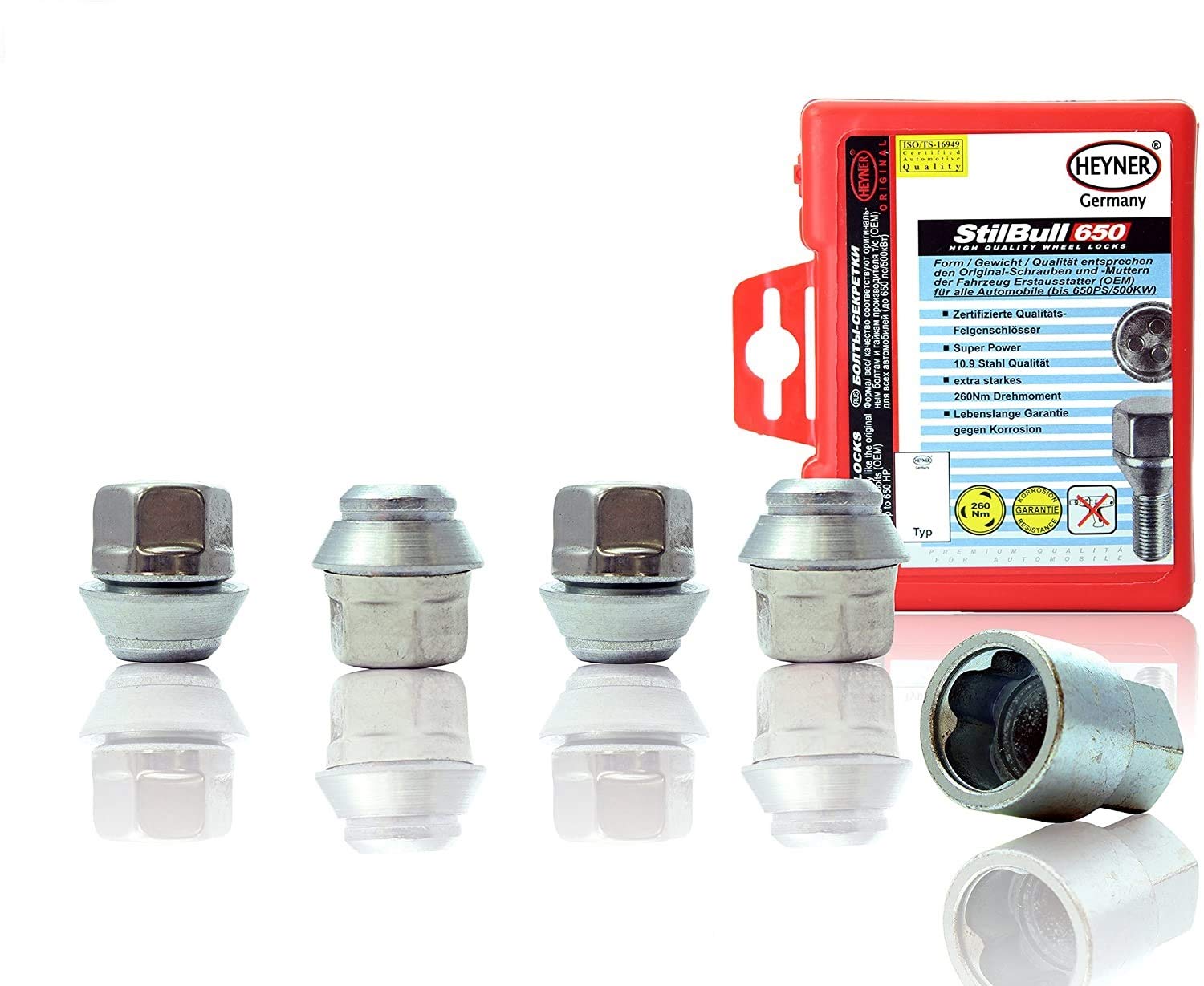 Heyner Locking Wheel Nuts Fits Ford M12x1.5 T2 60 degree Set of 4 Anti-theft Protection