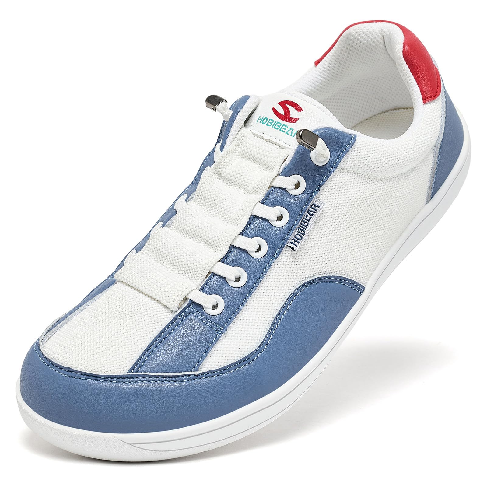 Photo 1 of *Major Damaged - Check clerk notes*
HOBIBEAR Barefoot Shoes for Women Men Wide Toe Box Zero Drop Walking Shoes White/Blue, 9.5 Women/8 Men Wide