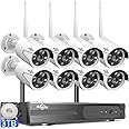 Hiseeu 2K Wireless Security Camera System, 10CH NVR Kit,8Pcs 3MP WiFi Surveillance Cameras for Home Indoor/Outdoor Use,Night Vision,Waterproof, Motion Detection, 3TB Hard Drive and DC Power Included