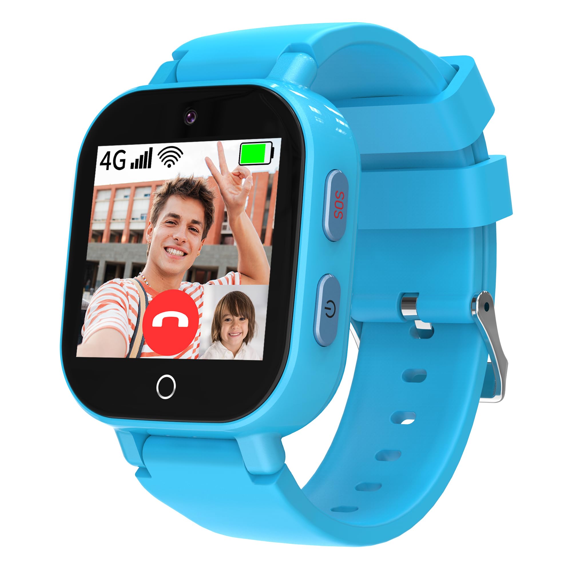 Phyulls 4G Kids Smart Watch Boys with GPS Tracker & Video Calling, Waterproof One-Key SOS Call Voice Chat Camera Alarm Sport Pedometer GPS Tracker Watch for Boys Age 4-12