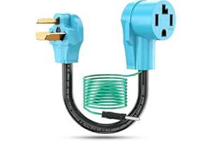 CircleCord Dryer Adapter 4 Prong to 3 Prong, 4P Newer Dryer to 3P Older House, Dryer Convert Cord NEMA 10-30P Plug to 14-30R Receptacle, 220V 30 Amp 10 AWG STW Blue with Safety Ground Wire, ETL Listed
