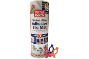 MusselBound® Adhesive Tile Mat with Spacers (15 sq ft per roll), a Strong Double-Sided Adhesive mat That Replaces Messy Mortar
