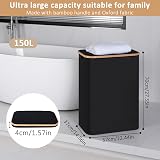 iEGrow 150L Large Laundry Basket with Lid and 2 Compartments Black view 2