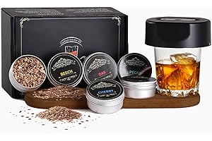 RWIXR Electric Whiskey Smoker Kit, Built-in Lighter, No Butane Needed, Old Fashioned Drink Smoker Kit with 6 Wood Chips, Bourbon Whiskey Gifts for Men, Rechargeable Cocktail Smoker Kit