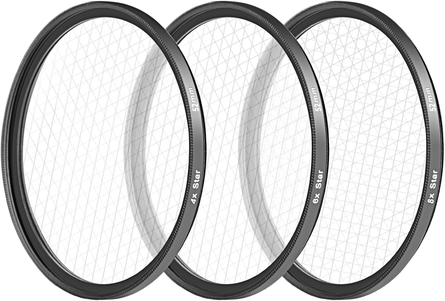 Neewer 52MM 3 Pieces Points Star Lens Filters Kit for Nikon D3300 D3200 D3100 D3000 D5300 D5200 D5100 D5000 D7000 D7100 DSLR Camera, Made of HD Glass and Aluminum Frame Material (Black)