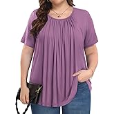 PEVRL Womens Plus Size Tops Summer Shirts Tunic Short Sleeve Crew Neck Loose Fit Blouse 1X-5X