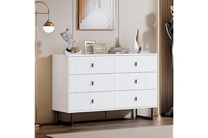 CHRANGMAY White 6 Drawer Dresser for Bedroom, Large Double Dresser with Wide Drawers, Modern Chest of Drawers,Storage Organizer Dresser,Nursery Dresser,for Living Room, Hallway, Bedroom, Kids Bedroom