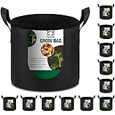 Lyincat 12-Pack 10 Gallon Grow Bags Heavy Duty Thickened Nonwoven Fabric Pots with Durable Handles