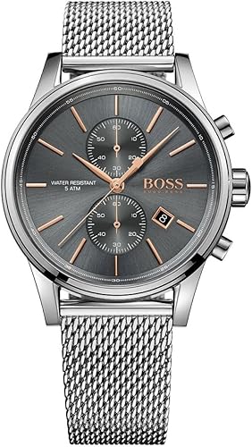 Amazon Com Boss Men S Jet Quartz Stainless Steel And Mesh