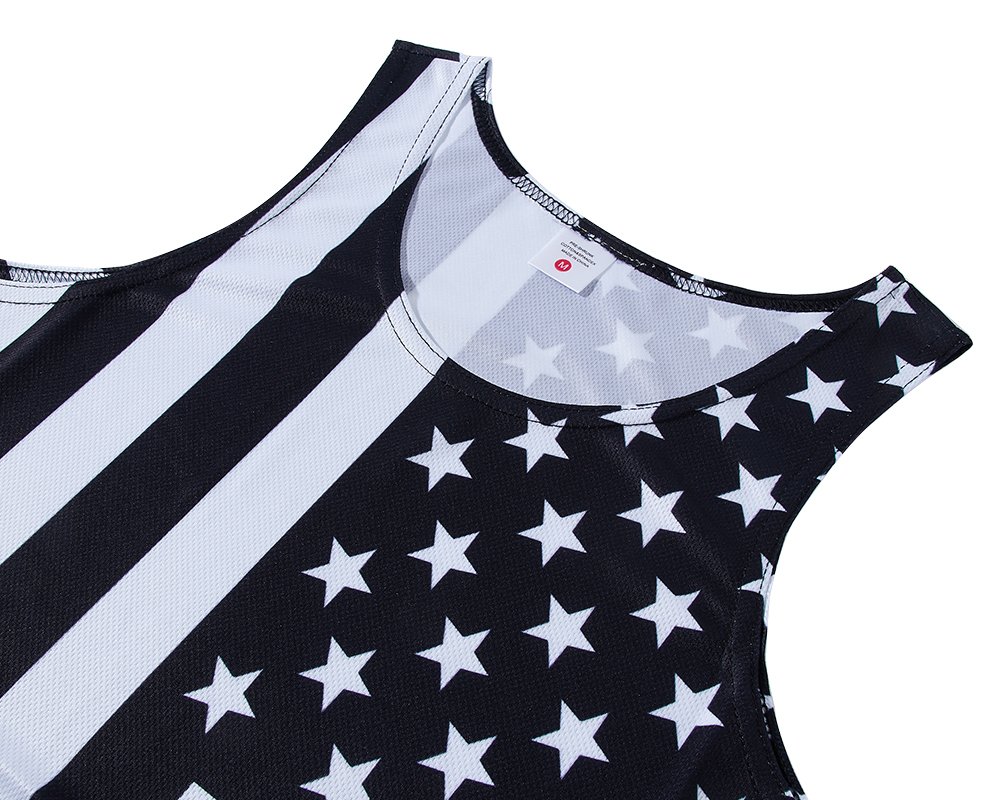 Leapparel Men and Boys 3D Pattern USA Flag Tank Top Black&White Vest Sleeveless Tees T-Shirts for Dad Work Sport XL