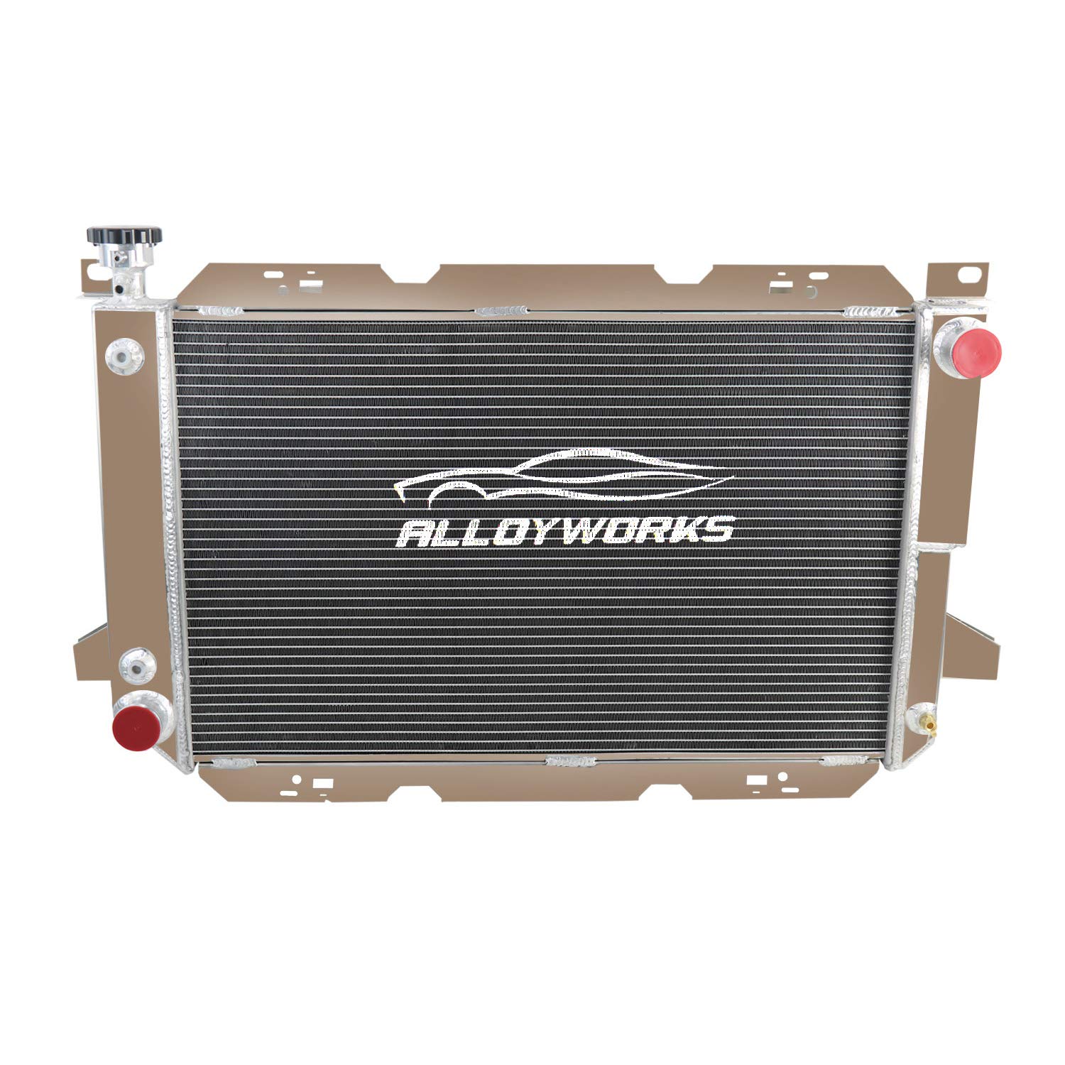 Photo 1 of ALLOYWORKS 3 Row All Aluminum Radiator For 1983-1997 Ford F-150 F-250 F-350 F150 F250 F 350 Bronco 5.0L 5.8L 7.5L V8 Engine Crossflow Radiators, OEM CC1451, AT MT, 22 1/2" H x 37 1/4" W