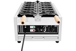 EISHCGSY Electric Taiyaki Machine, Commercial Fish Shaped Mold Baker with Non Stick Coating Double-Sided Heating and Anti Scald Handles Smart Control Stainless Steel Taiyaki Machine for Restaurant Snack Booth