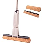 Eyliden Sponge Mop with 2 Reusable Heads, Self-Wringing Floor Absorbent Mop | 13" Honeycomb Sponge, Quick Wring, Home Commercial Use, Kitchen Bathroom Hardwood Laminate Tile Marble Floors Cleaning