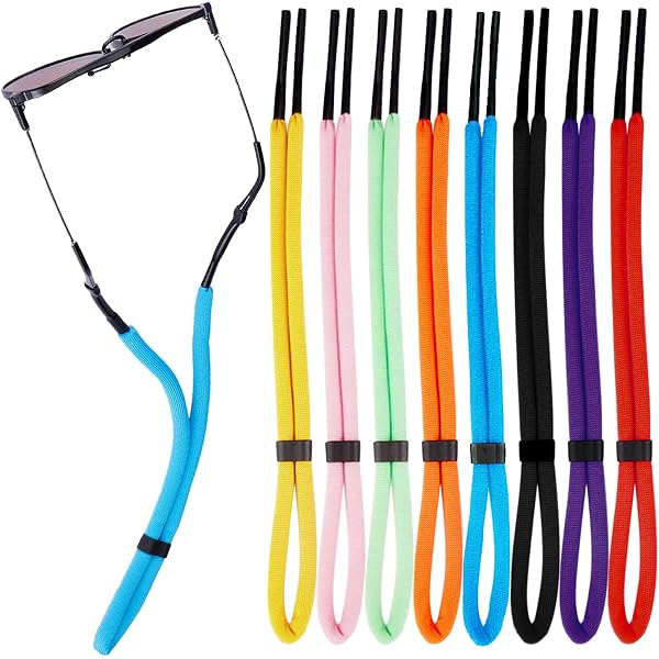 XIHIRCD 4 Sangles Flottantes Pour Lunettes De Soleil - Cordons Réglables 66cm Anti-Perte, Idéal Pour Bateau, Kayak Et Sports Nautiques (Jaune, Rose, Vert, Orange)