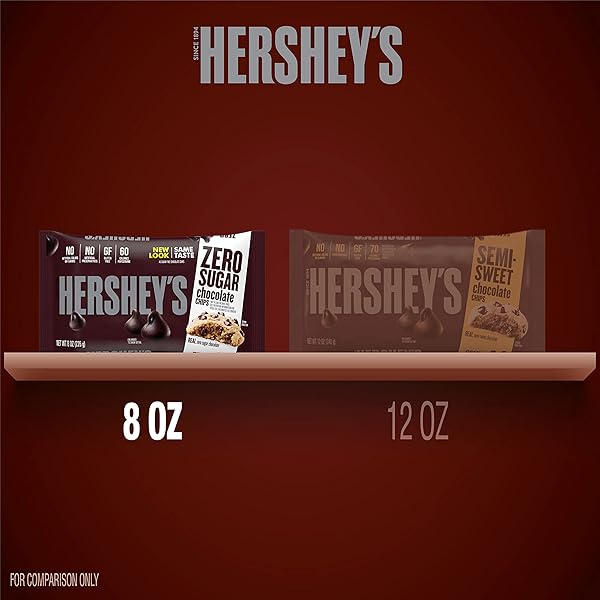 HERSHEY’S ZERO SUGAR CHOCOLATE BAKING CHIPS BAG, 8 OZ
