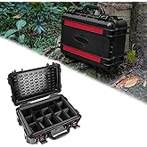 OUIMTOUI Waterproof Hard Case with Padded Dividers and Detachable Tactical Molle Panel Customizable Foam for Cameras, Lenses, Dual DJI Mavic/Air/Mini Drones and Outdoor Adventure Products
