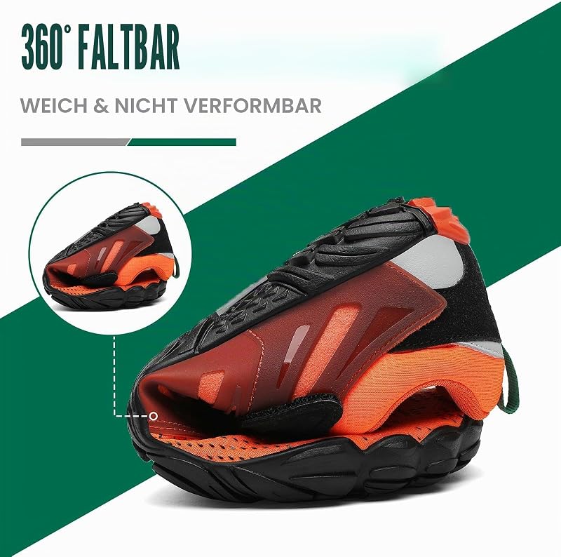 Barfußschuhe Herren Barfussschuhe Damen Barfuss Schuhe Zehenschuhe Outdoor Fitnessschuhe rutschfest Traillaufschuhe Barefoot Shoes mit Zero-Drop Solhe Dunkelorange, Gr.42 EU