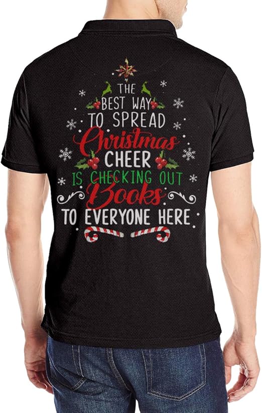 Librarian Christmas Cheer Funny Men's Polo Shirtsï¼Œmen's Polo Shirts Short Sleeve