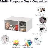 HCLRW Desktop Organizer 3-Compartment Stackable Drawers White view 3