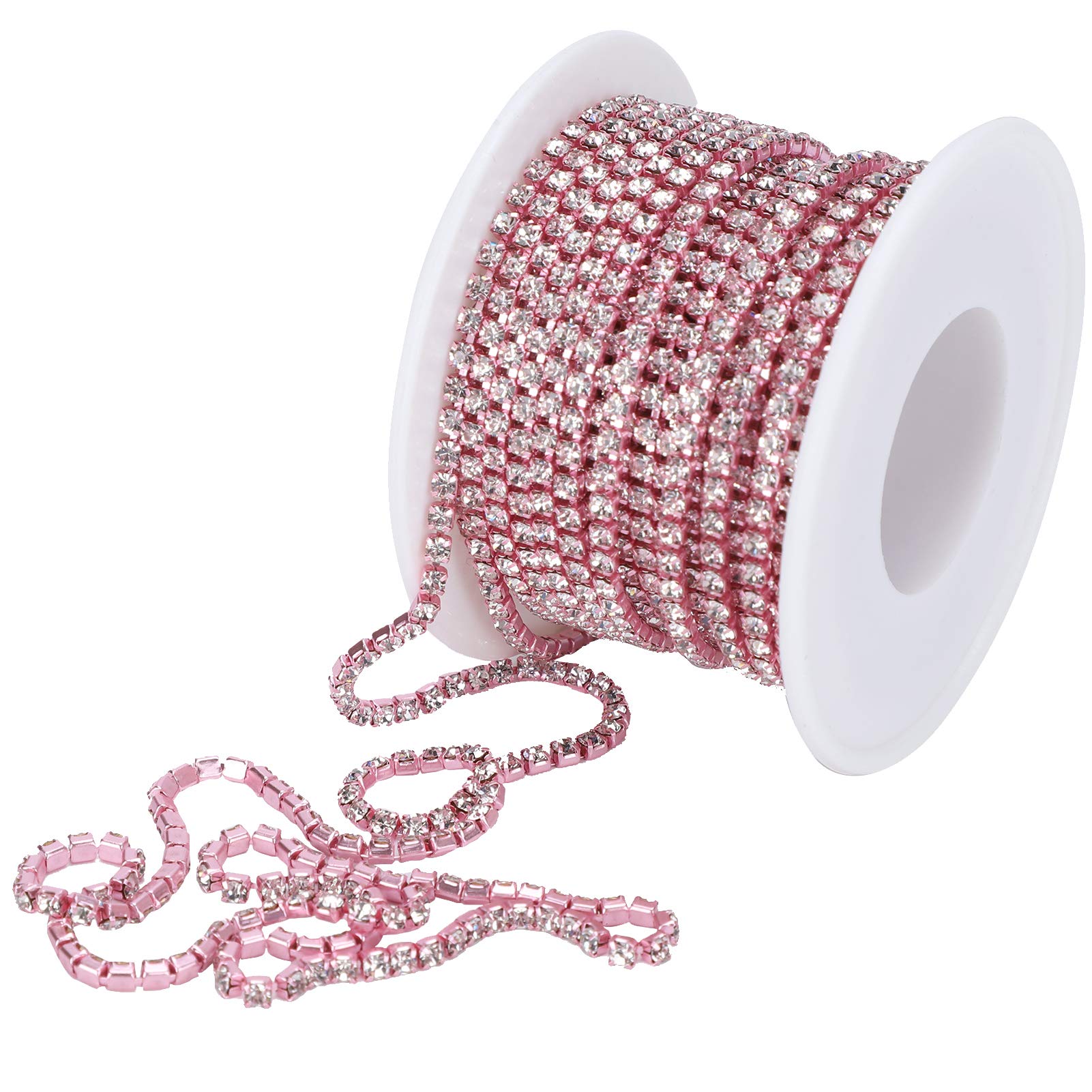 Pssopp 2.5mm 10 Yards Rhinestone Chain Artificial Chain Rhinestone Ribbon for Sewing Crafts Decoration Trimming ()