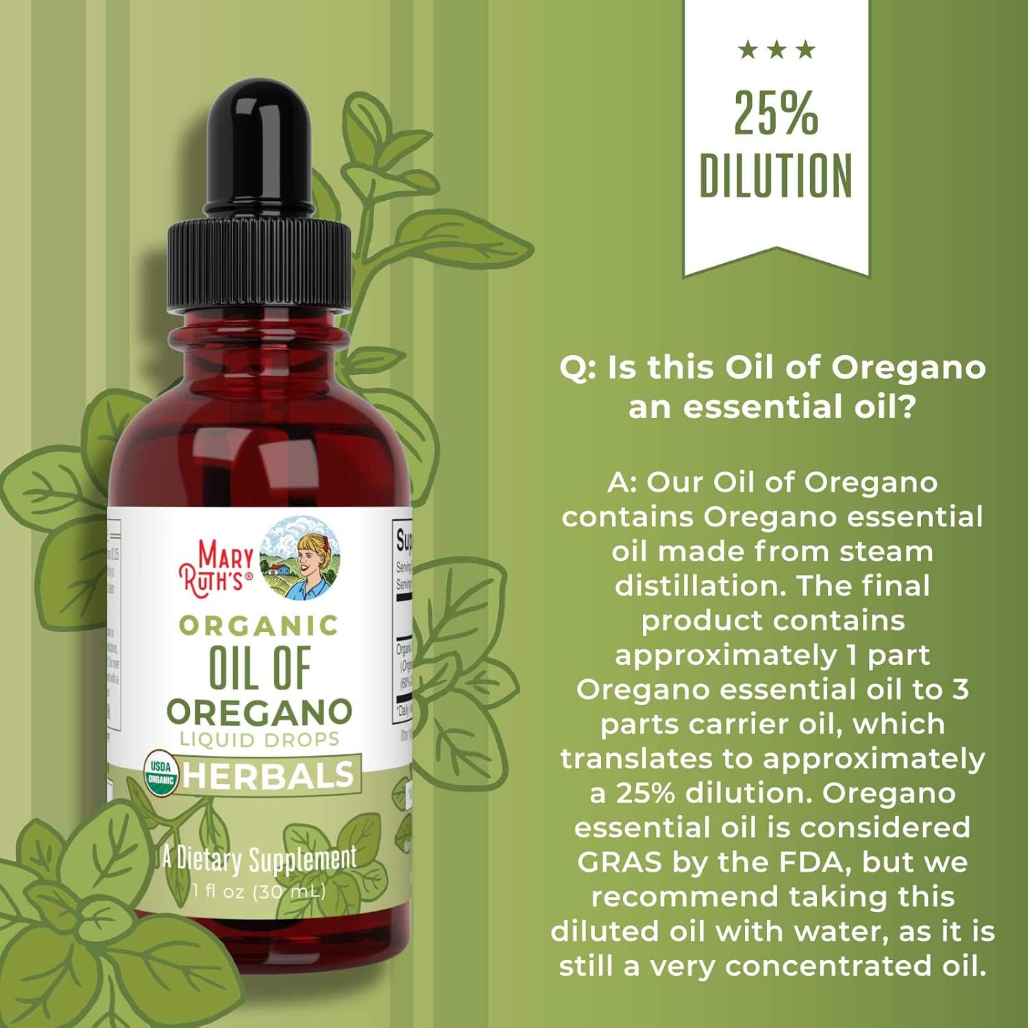 USDA Organic Oil of Oregano Liquid Drops by MaryRuth's | Vegan Herbal Blend with Organic Extra Virgin Olive Oil | Immune System & Gut Health | Non-GMO, Sugar Free, Alcohol Free Tincture | 1oz: Health & Personal Care