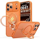 Peerock for iPhone 17 Pro Max Case: with 360° Spin Magnetic Stand, Camera Control Button, Fit for MagSafe, Military Drop Protective Slim Phone Cover for 17 ProMax with Ring Kickstand, 6.9", Orange