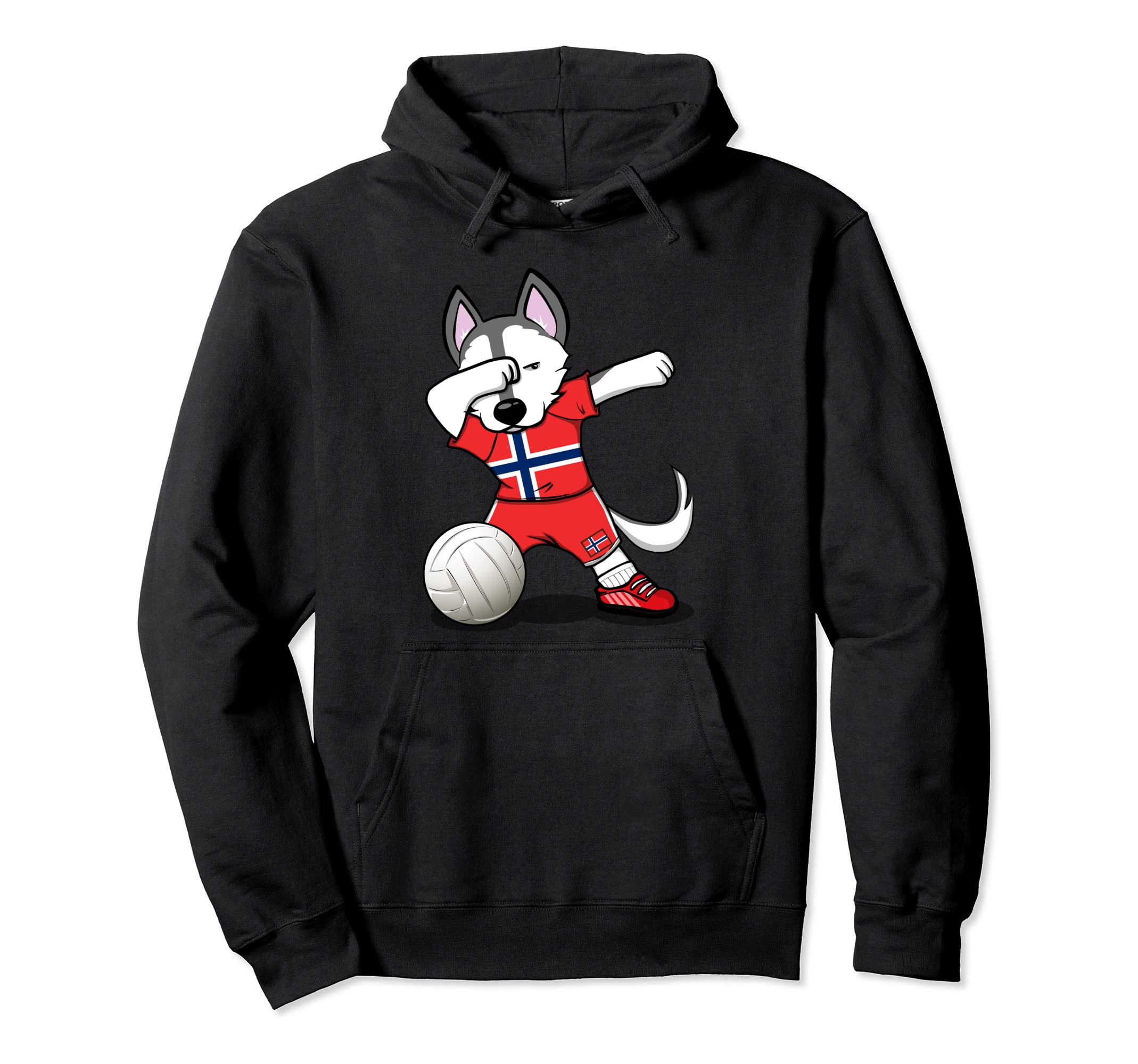 Dabbing Husky Norway Volleyball Fans Jersey Norwegian Flag Pullover Hoodie