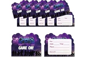 DEFONIB 20PCS Video Game Invitation Cards for Kids Birthday, video Game Party suppies,Game Party Invitations for Kids Boys