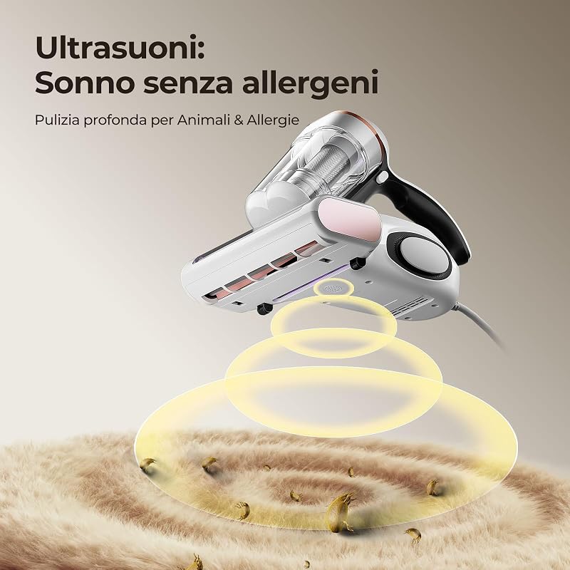 J300 Battimaterasso,500W Aspiratore portatile intelligente per materassi, Aspirapolvere antiacaro con luce UV, rimuove il 99,9% degli allergeni, per materassi, letti, divani e mobili imbottiti — foto 4 di 8