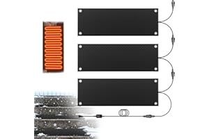 KWDOBUUS 3 Pack Heated Snow Melting Mats,10x30inch Anti-Slip Outdoor Rubber Heated Mats,Electric Snow and Ice Melting Mat for Winter Backyards,Roof,Floor,Snow Removal Heating Mat (with Power Cord)