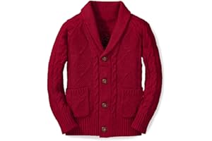 INORIN Boy's Sweater Cardigan Button Down Shawl Collar Cable Knitted Outwear Sweater Coats with Pockets