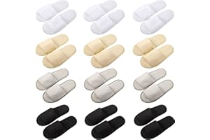 Silicherry 12 Pairs House Slippers for Guests Disposable Open Toe Spa Slippers Unisex Travel Slipper Bulk for Halloween Christmas Wedding Party